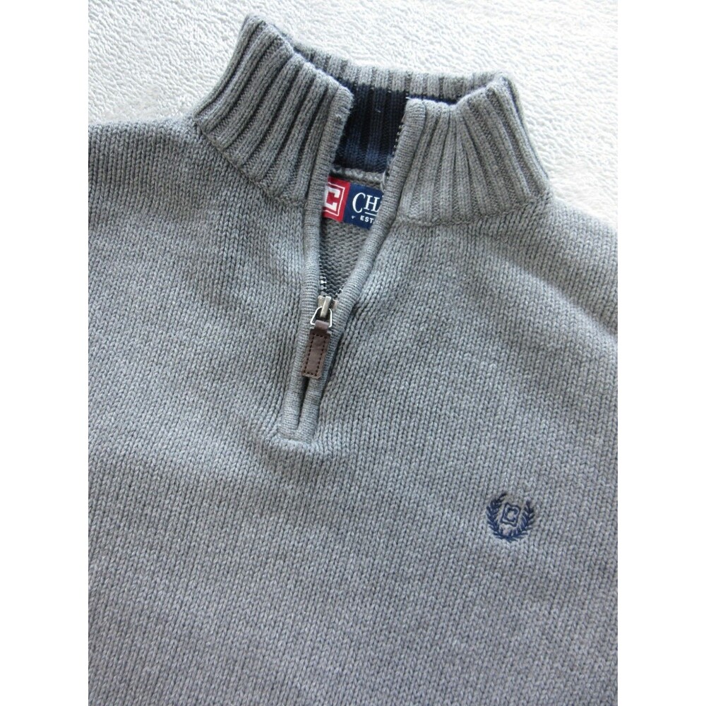 Chaps Sweater Mens XL Gray 1/4 Zip Long Sleeve Mock Neck Pullover Stretch